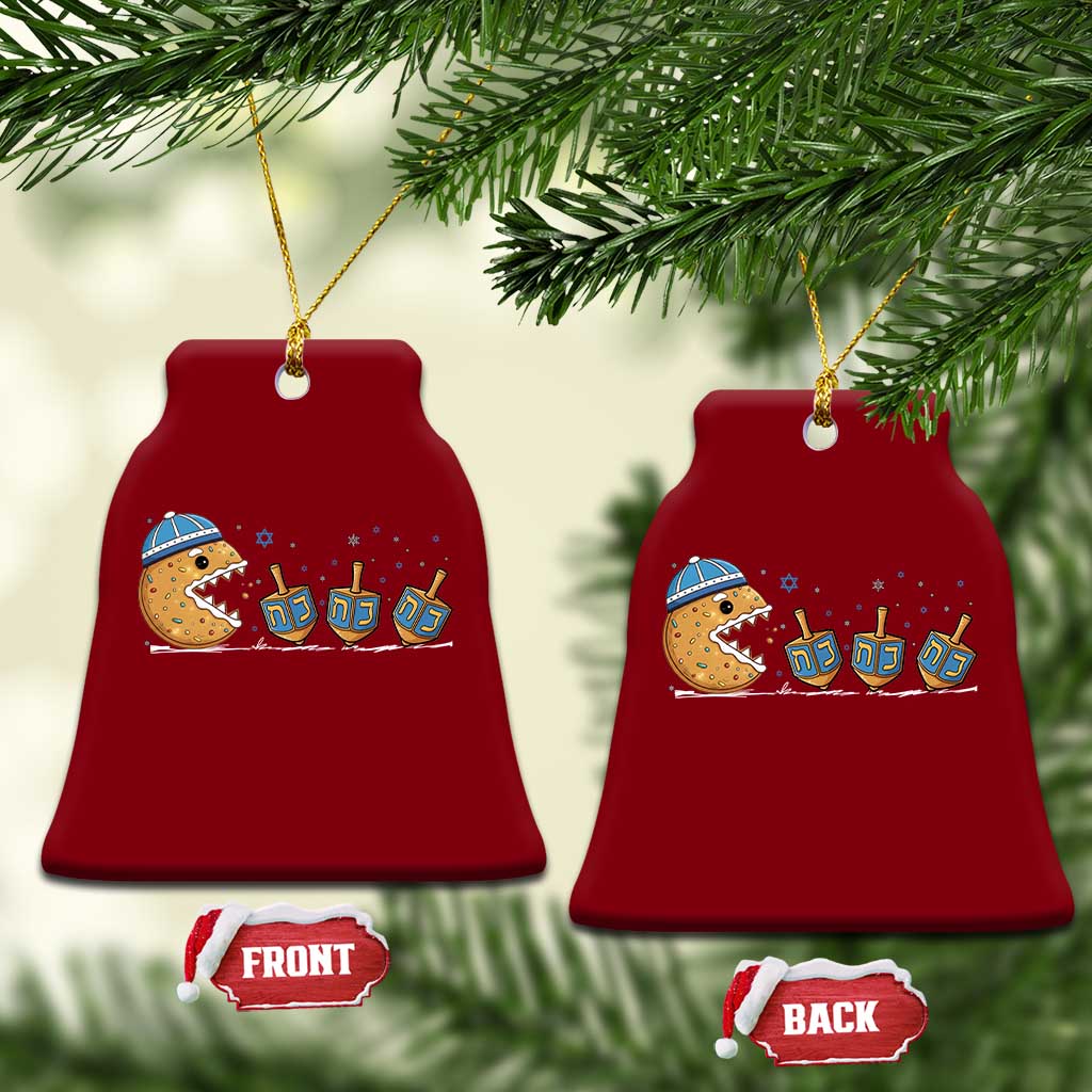 Funny Hanukkah Ceramic Ornament Donut Chasing Flames Jewish TS14 Print Your Wear