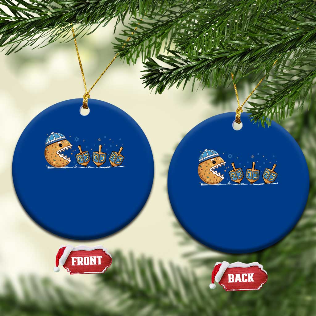 Funny Hanukkah Ceramic Ornament Donut Chasing Flames Jewish TS14 1pc Blue Print Your Wear