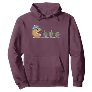 Funny Hanukkah Hoodie Donut Chasing Flames Jewish TS14 Maroon Print Your Wear
