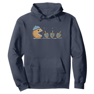 Funny Hanukkah Hoodie Donut Chasing Flames Jewish TS14 Navy Print Your Wear