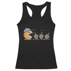 Funny Hanukkah Racerback Tank Top Donut Chasing Flames Jewish - Print Your Wear