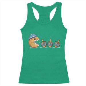 Funny Hanukkah Racerback Tank Top Donut Chasing Flames Jewish TS14 Irish Green Print Your Wear