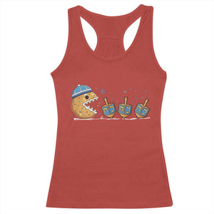 Funny Hanukkah Racerback Tank Top Donut Chasing Flames Jewish - Print Your Wear