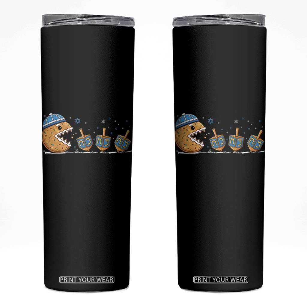 Funny Hanukkah Skinny Tumbler Donut Chasing Flames Jewish TS14 Black Print Your Wear