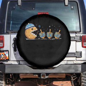 Funny Hanukkah Spare Tire Cover Donut Chasing Flames Jewish TS14 No hole Black Print Your Wear
