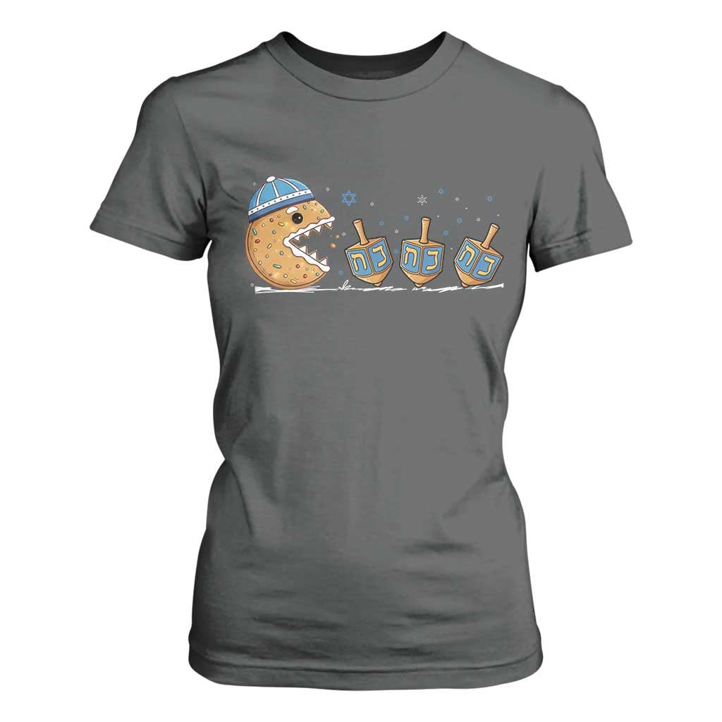 Funny Hanukkah T Shirt For Women Donut Chasing Flames Jewish TS14 Dark Heather Print Your Wear