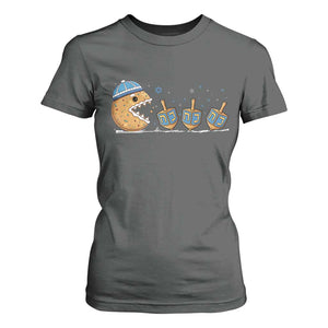 Funny Hanukkah T Shirt For Women Donut Chasing Flames Jewish TS14 Dark Heather Print Your Wear