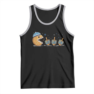 Funny Hanukkah Tank Top Donut Chasing Flames Jewish TS14 Black Athletic Heather Print Your Wear