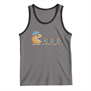 Funny Hanukkah Tank Top Donut Chasing Flames Jewish TS14 Deep Heather Black Print Your Wear