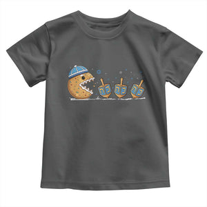 Funny Hanukkah Toddler T Shirt Donut Chasing Flames Jewish TS14 Dark Heather Print Your Wear