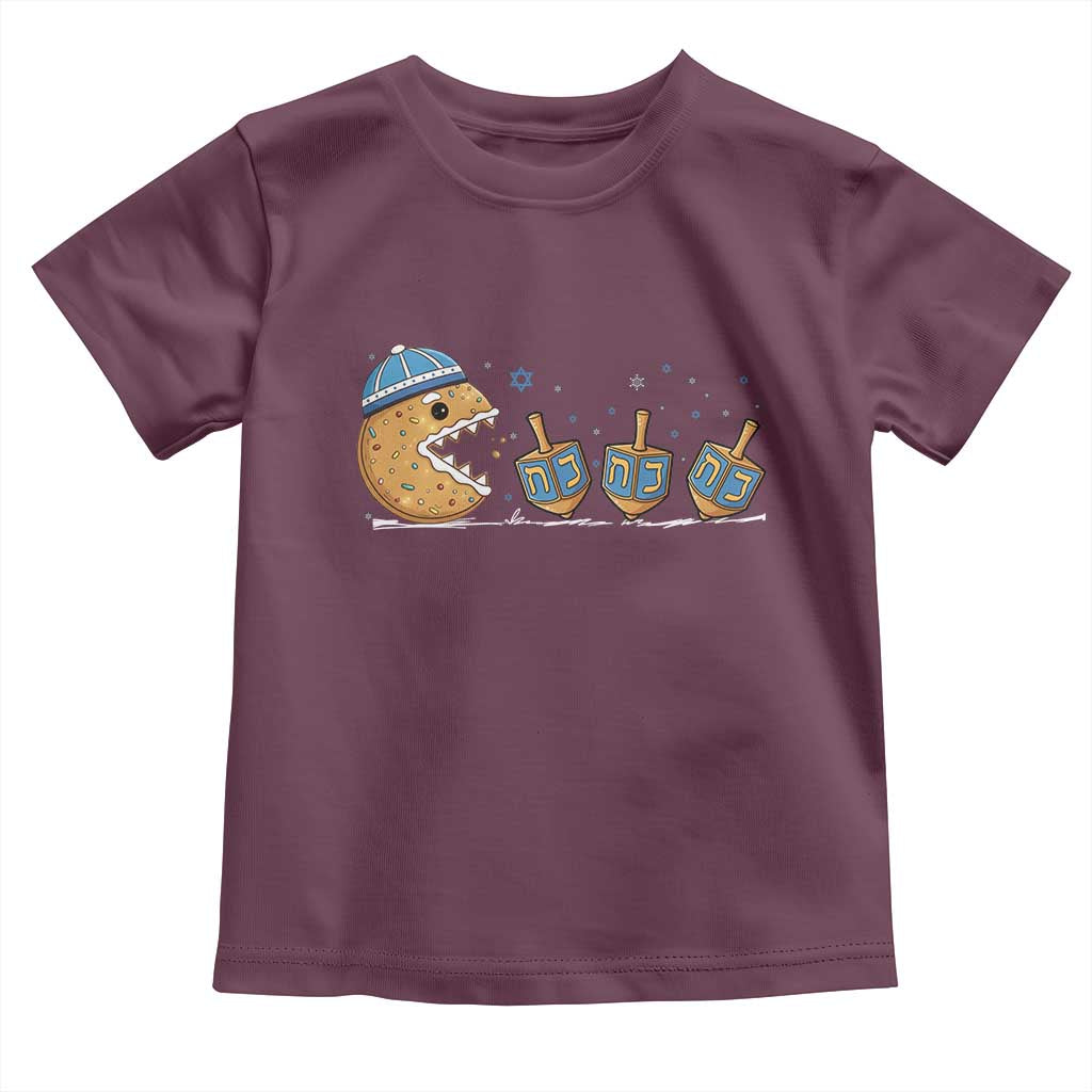 Funny Hanukkah Toddler T Shirt Donut Chasing Flames Jewish TS14 Maroon Print Your Wear