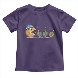 Funny Hanukkah Toddler T Shirt Donut Chasing Flames Jewish TS14 Purple Print Your Wear