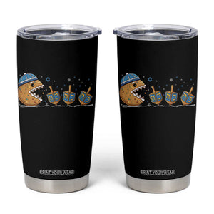 Funny Hanukkah Tumbler Cup Donut Chasing Flames Jewish TS14 Black Print Your Wear