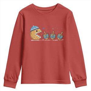 Funny Hanukkah Youth Sweatshirt Donut Chasing Flames Jewish TS14 Red Print Your Wear