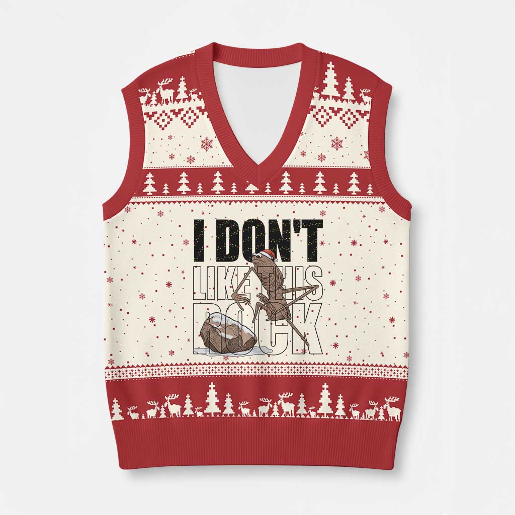 Marcus The Worm Xmas Meme V-Neck Knit Sweater Vest I Do Not Like This Rock Xmas TS14 Beige Red Print Your Wear