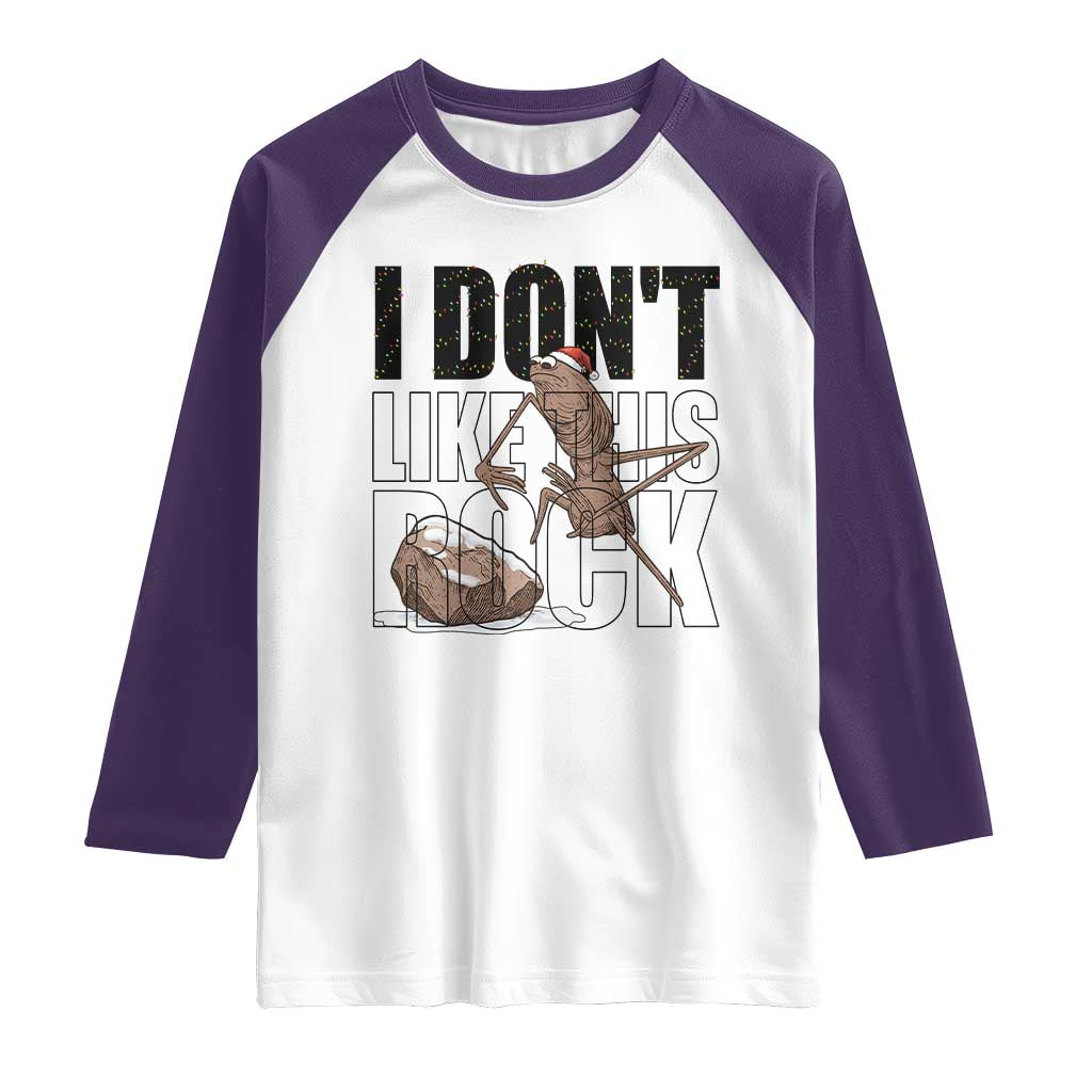 Marcus The Worm Christmas Meme Raglan Shirt I Do Not Like This Rock Xmas TS14 White Purple Print Your Wear