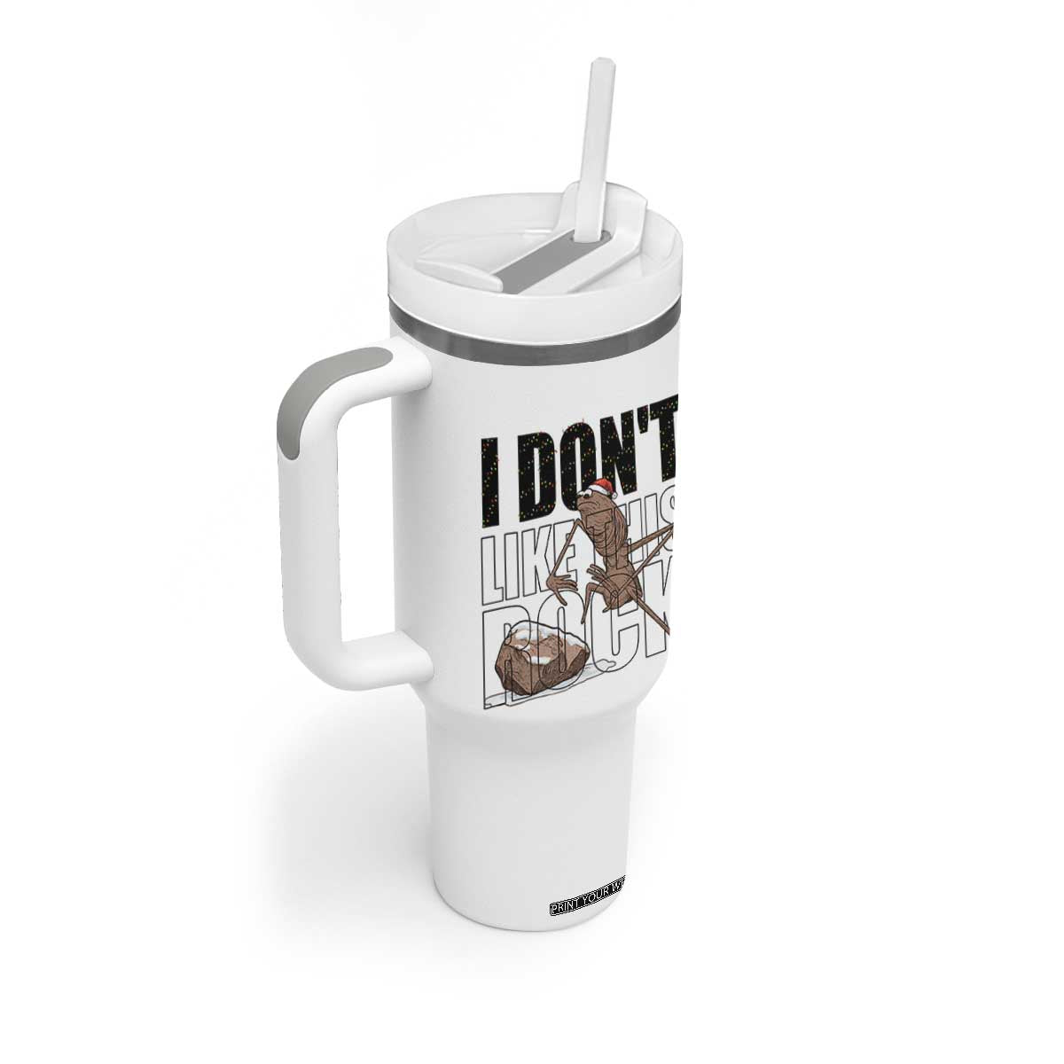 Marcus The Worm Christmas Meme Tumbler With Handle I Do Not Like This Rock Xmas TS14 Print Your Wear