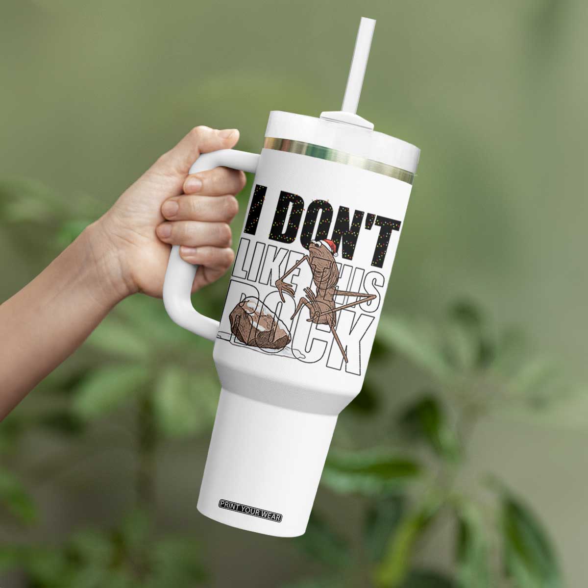 Marcus The Worm Christmas Meme Tumbler With Handle I Do Not Like This Rock Xmas TS14 Print Your Wear