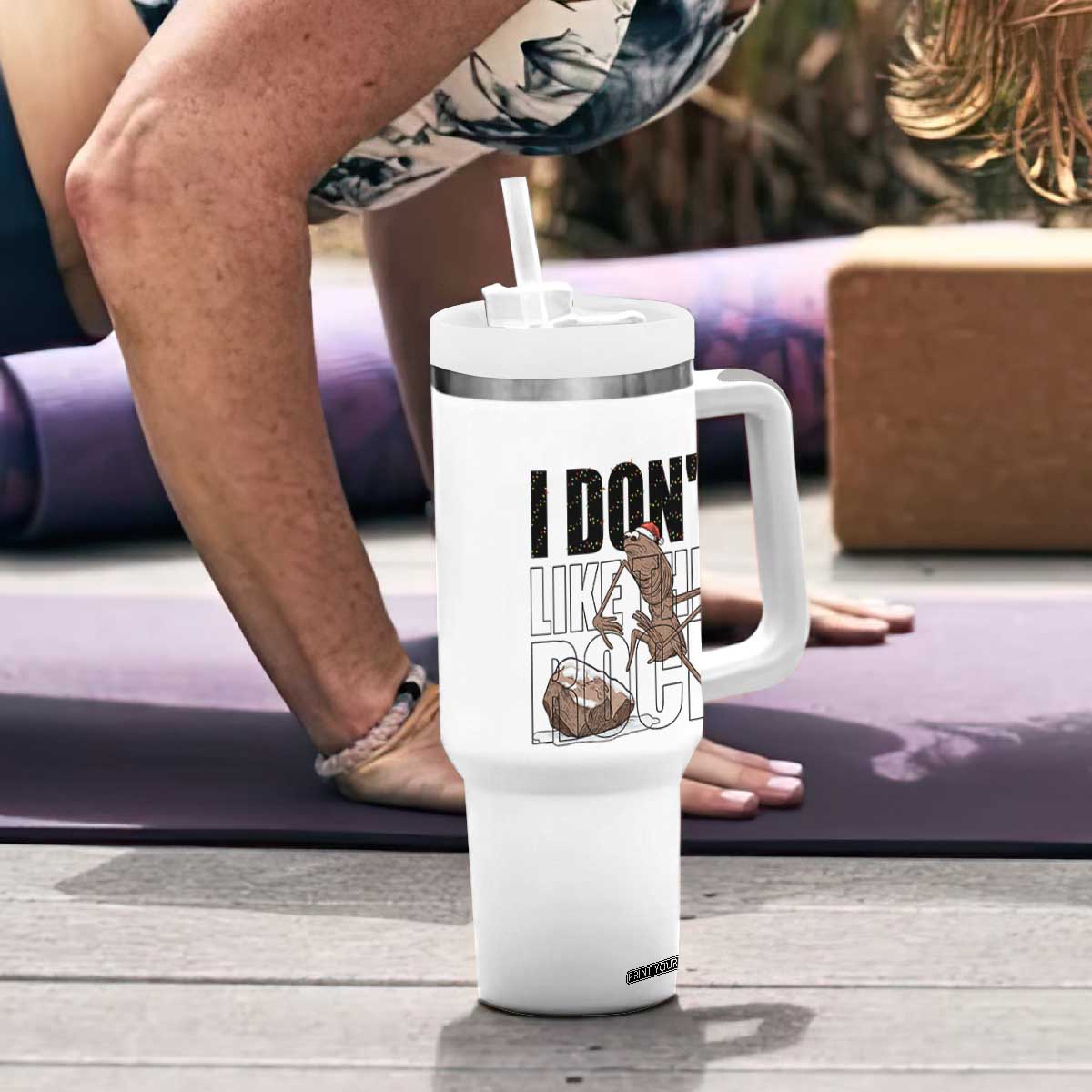 Marcus The Worm Christmas Meme Tumbler With Handle I Do Not Like This Rock Xmas TS14 Print Your Wear