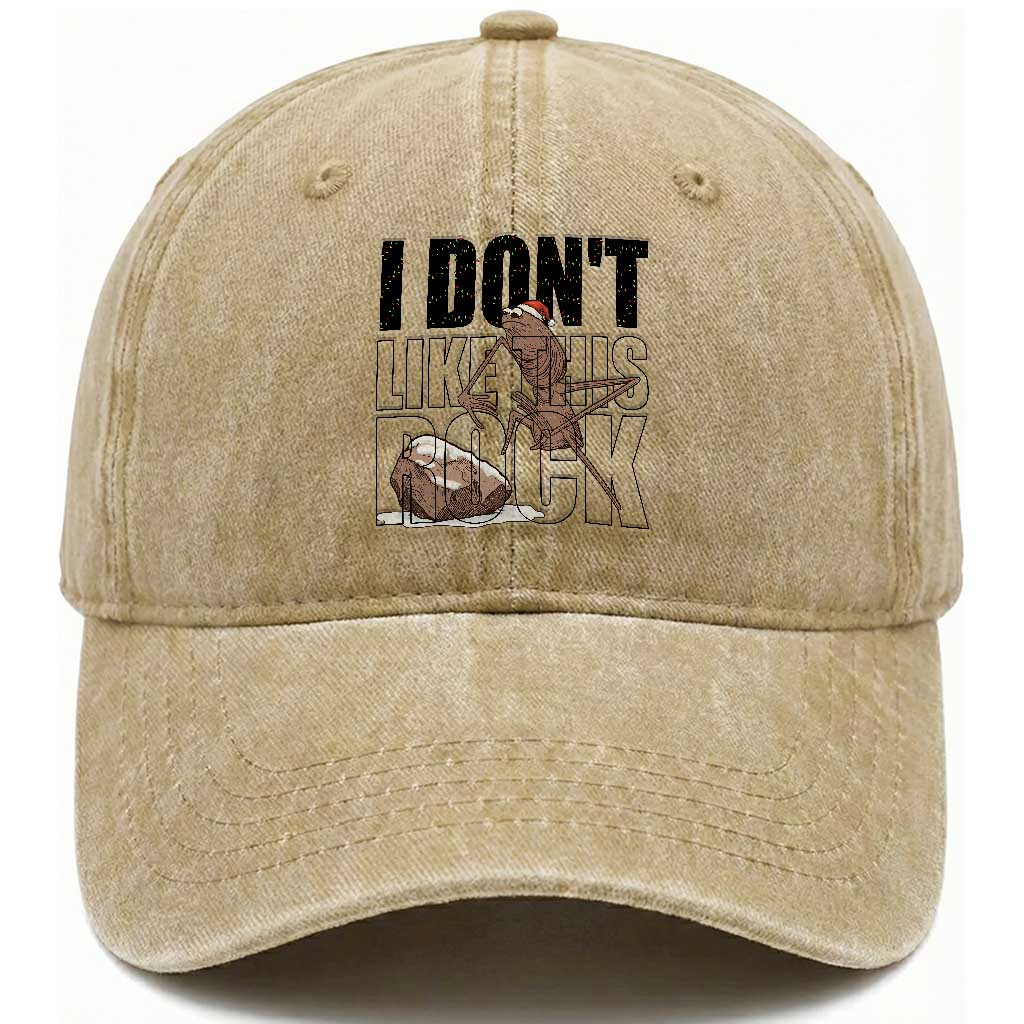 Marcus The Worm Christmas Meme Washed Cotton Baseball Cap I Do Not Like This Rock Xmas TS14 Washed Cap Universal Fit Khaki Print Your Wear