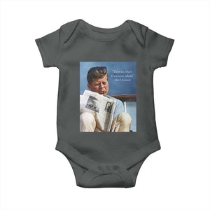 John F. Kennedy Smoking Smoker Baby Onesie If Not Us Who If Not Now When Quote TS14 Dark Heather Print Your Wear