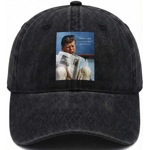 John F. Kennedy Smoking Smoker Washed Cotton Baseball Cap If Not Us Who If Not Now When Quote TS14 Washed Cap Universal Fit Black Print Your Wear