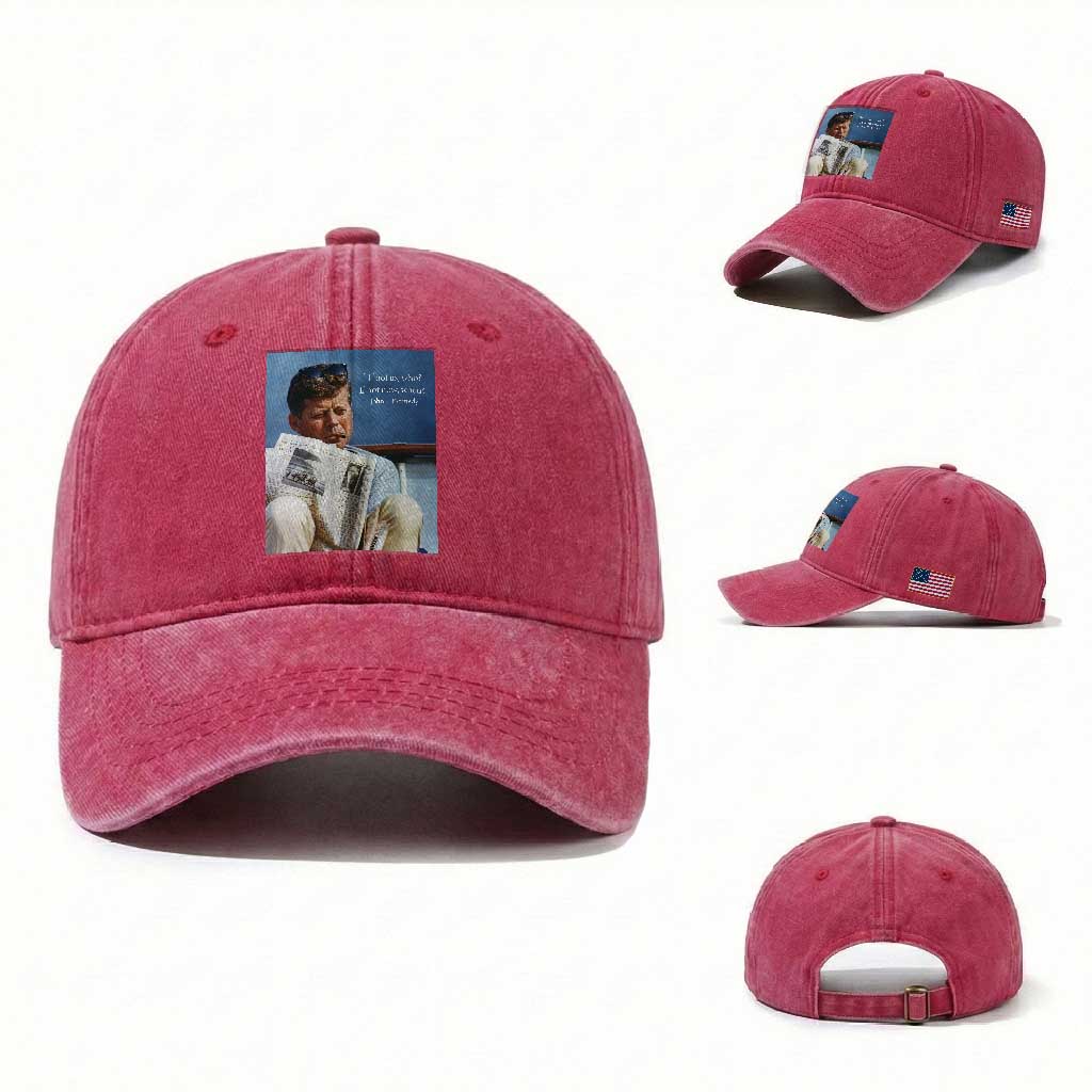 John F. Kennedy Smoking Smoker Washed Cotton Baseball Cap If Not Us Who If Not Now When Quote TS14 Washed Cap Universal Fit Red Print Your Wear