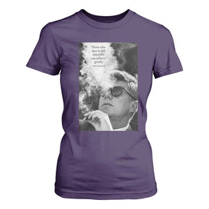 John F Kennedy Cigar Smoking Sunglasses T Shirt For Women Those Who Dare To Fail Miserably Can Achive Greatly TS14 Purple Print Your Wear