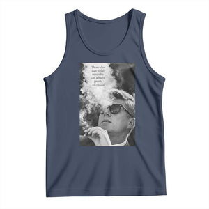 John F Kennedy Cigar Smoking Sunglasses Tank Top Those Who Dare To Fail Miserably Can Achive Greatly TS14 Navy Print Your Wear