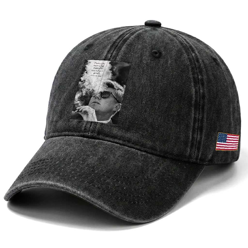 John F Kennedy Cigar Smoking Sunglasses Washed Cotton Baseball Cap Those Who Dare To Fail Miserably Can Achive Greatly TS14 Print Your Wear