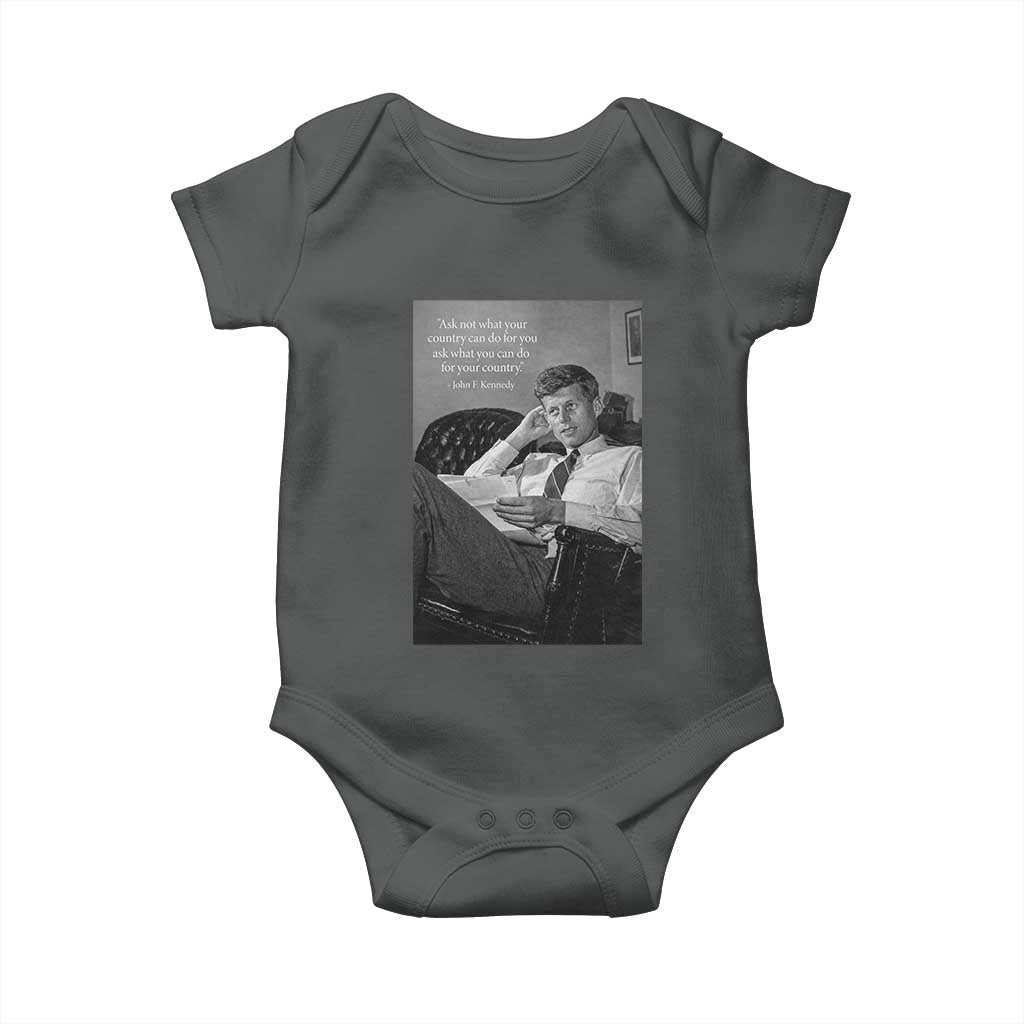 John F Kennedy Quote Baby Onesie American President History TS14 Dark Heather Print Your Wear