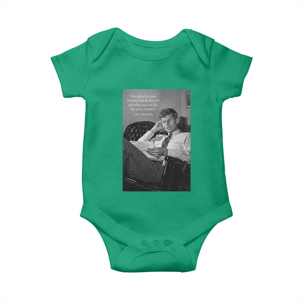John F Kennedy Quote Baby Onesie American President History TS14 Irish Green Print Your Wear