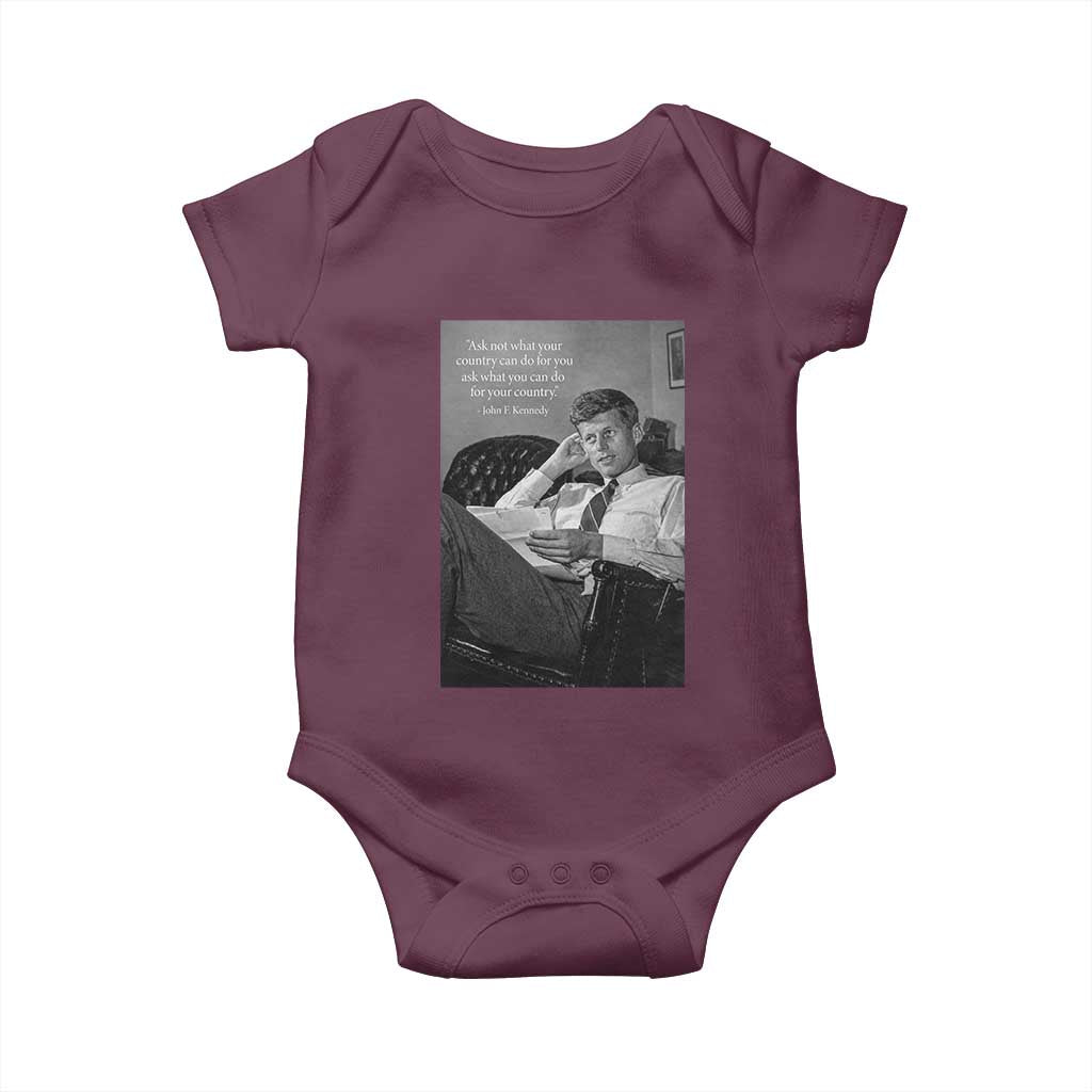 John F Kennedy Quote Baby Onesie American President History TS14 Maroon Print Your Wear