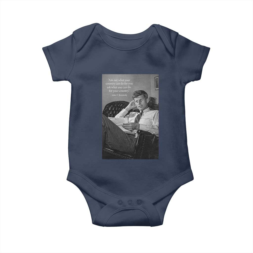 John F Kennedy Quote Baby Onesie American President History TS14 Navy Print Your Wear
