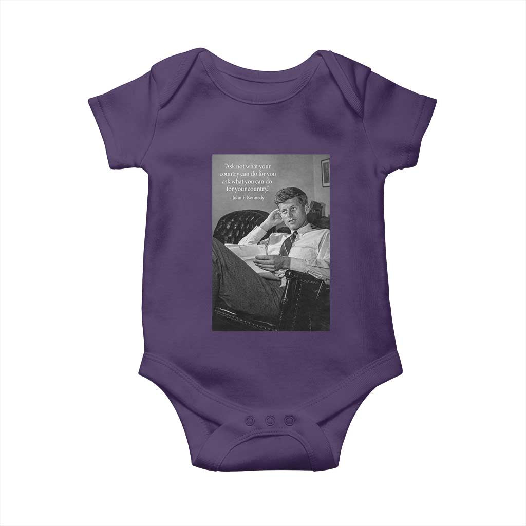 John F Kennedy Quote Baby Onesie American President History TS14 Purple Print Your Wear