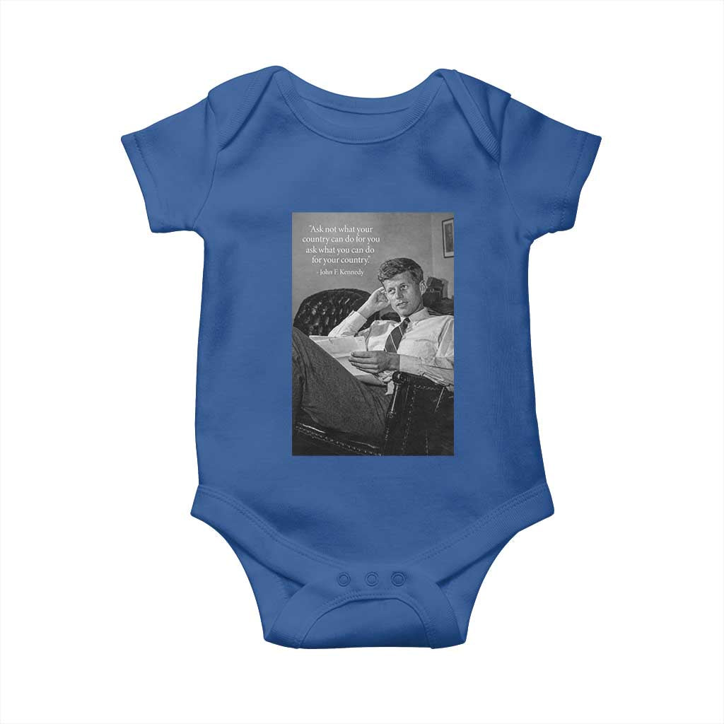 John F Kennedy Quote Baby Onesie American President History TS14 Royal Blue Print Your Wear