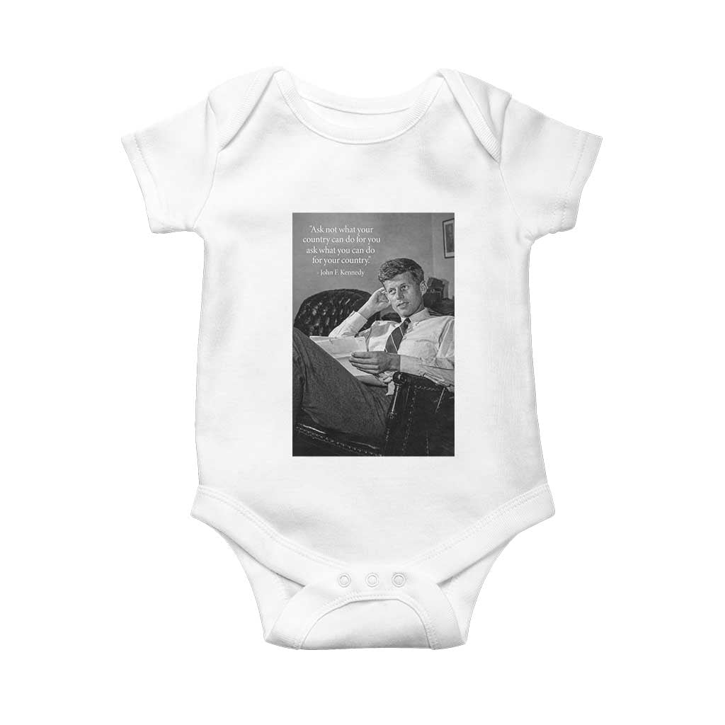 John F Kennedy Quote Baby Onesie American President History TS14 White Print Your Wear