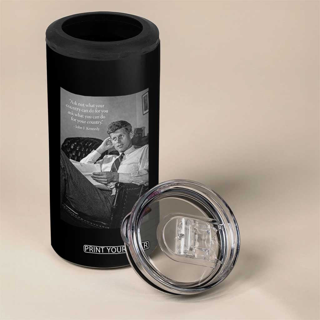 John F Kennedy Quote 4 in 1 Can Cooler Tumbler American President History TS14 Print Your Wear