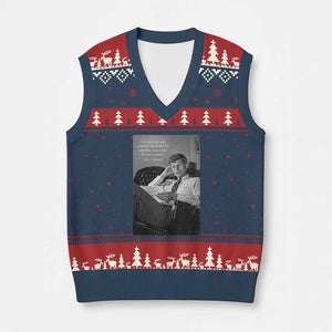 John F Kennedy Quote V-Neck Knit Sweater Vest American President History TS14 Navy Red Print Your Wear