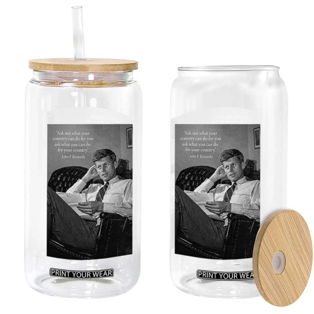 John F Kennedy Quote Glass Can American President History TS14 Print Your Wear