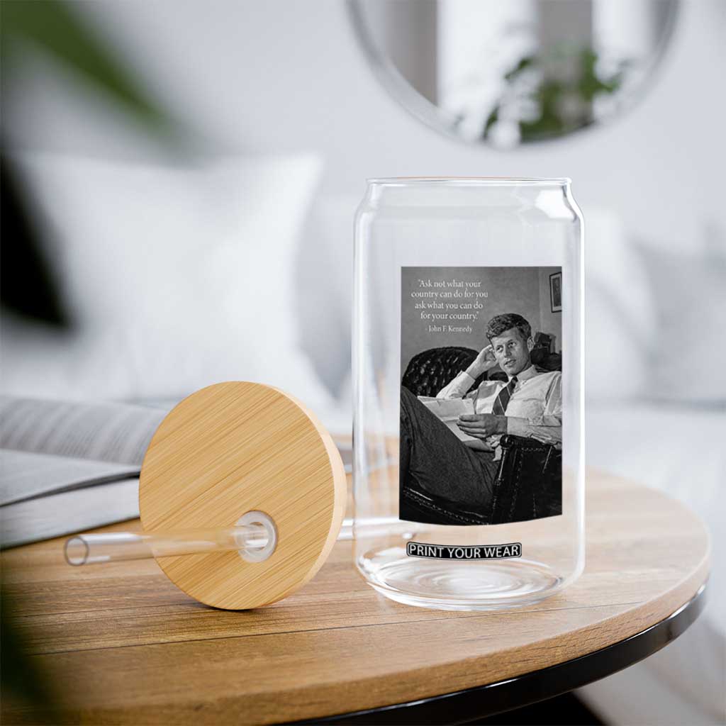 John F Kennedy Quote Glass Can American President History TS14 Print Your Wear