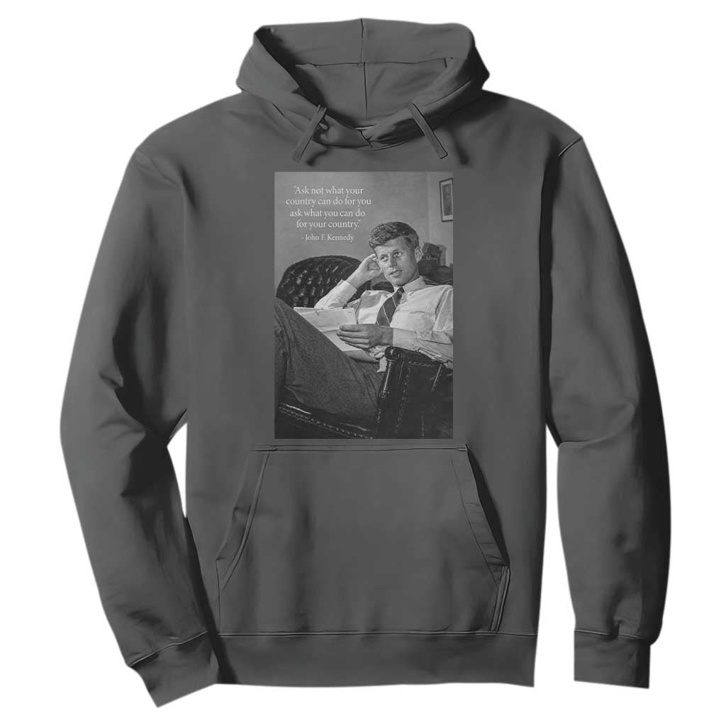 John F Kennedy Quote Hoodie American President History TS14 Dark Heather Print Your Wear