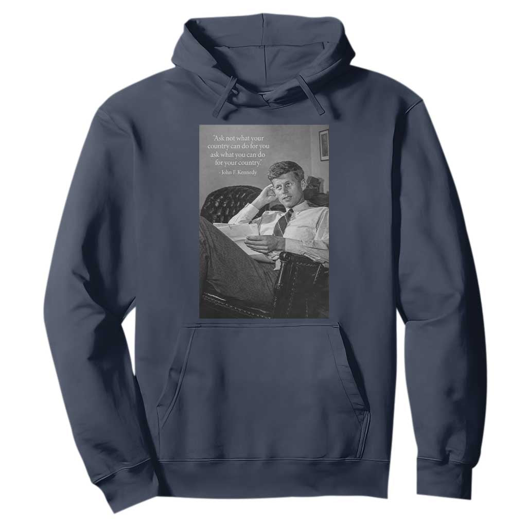 John F Kennedy Quote Hoodie American President History TS14 Navy Print Your Wear