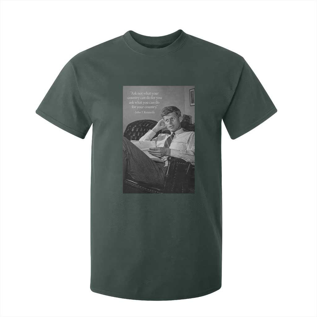 John F Kennedy Quote T Shirt For Kid American President History TS14 Dark Forest Green Print Your Wear