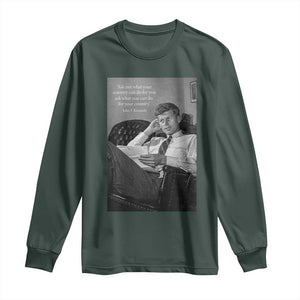 John F Kennedy Quote Long Sleeve Shirt American President History TS14 Dark Forest Green Print Your Wear