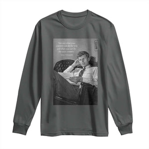 John F Kennedy Quote Long Sleeve Shirt American President History TS14 Dark Heather Print Your Wear