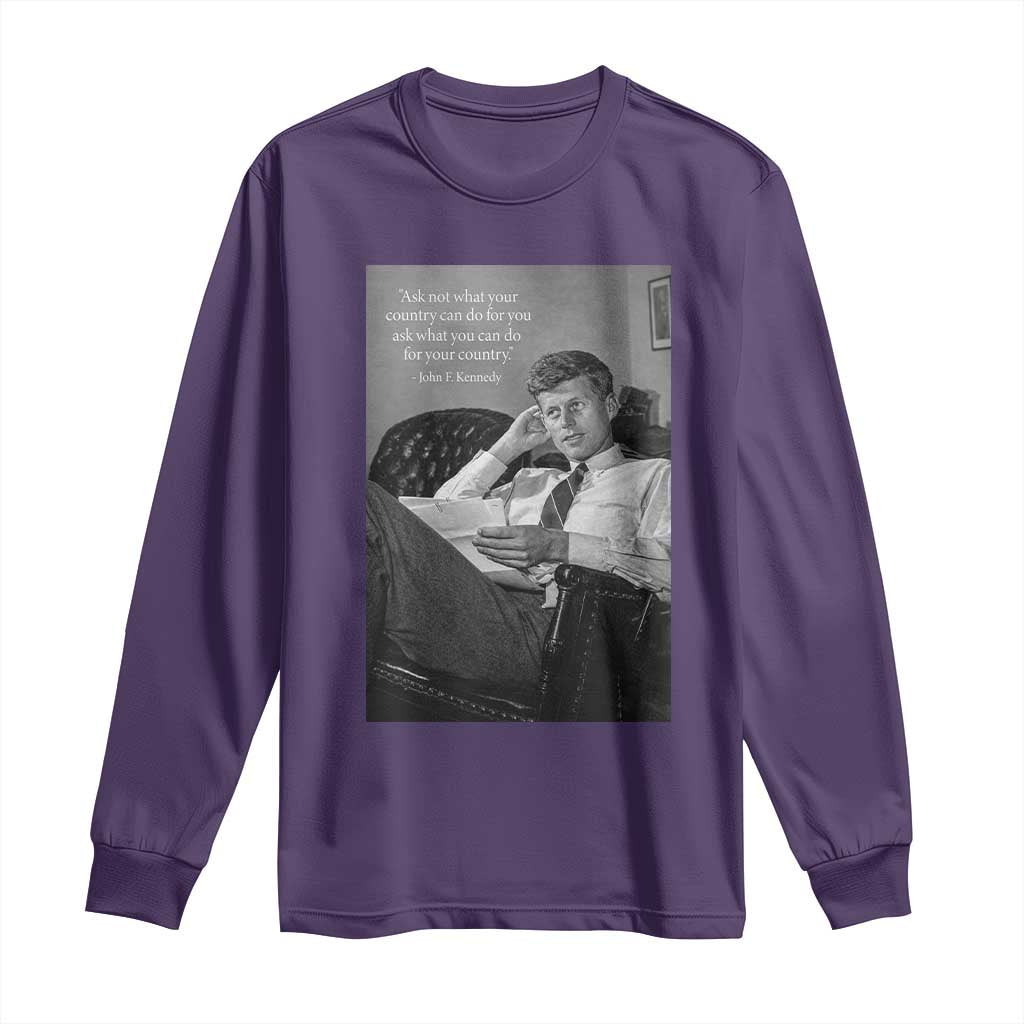John F Kennedy Quote Long Sleeve Shirt American President History TS14 Purple Print Your Wear