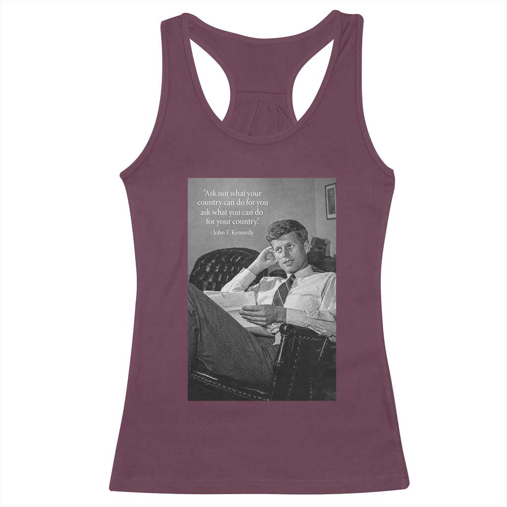 John F Kennedy Quote Racerback Tank Top American President History TS14 Maroon Print Your Wear