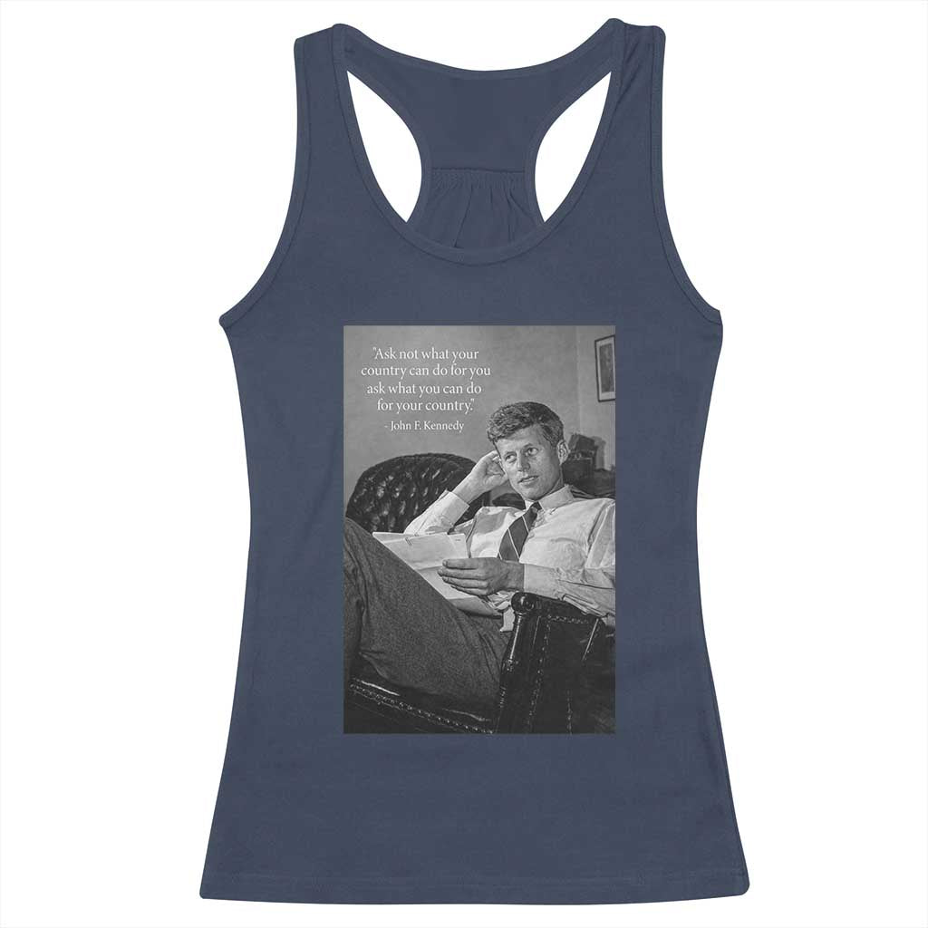 John F Kennedy Quote Racerback Tank Top American President History TS14 Navy Print Your Wear