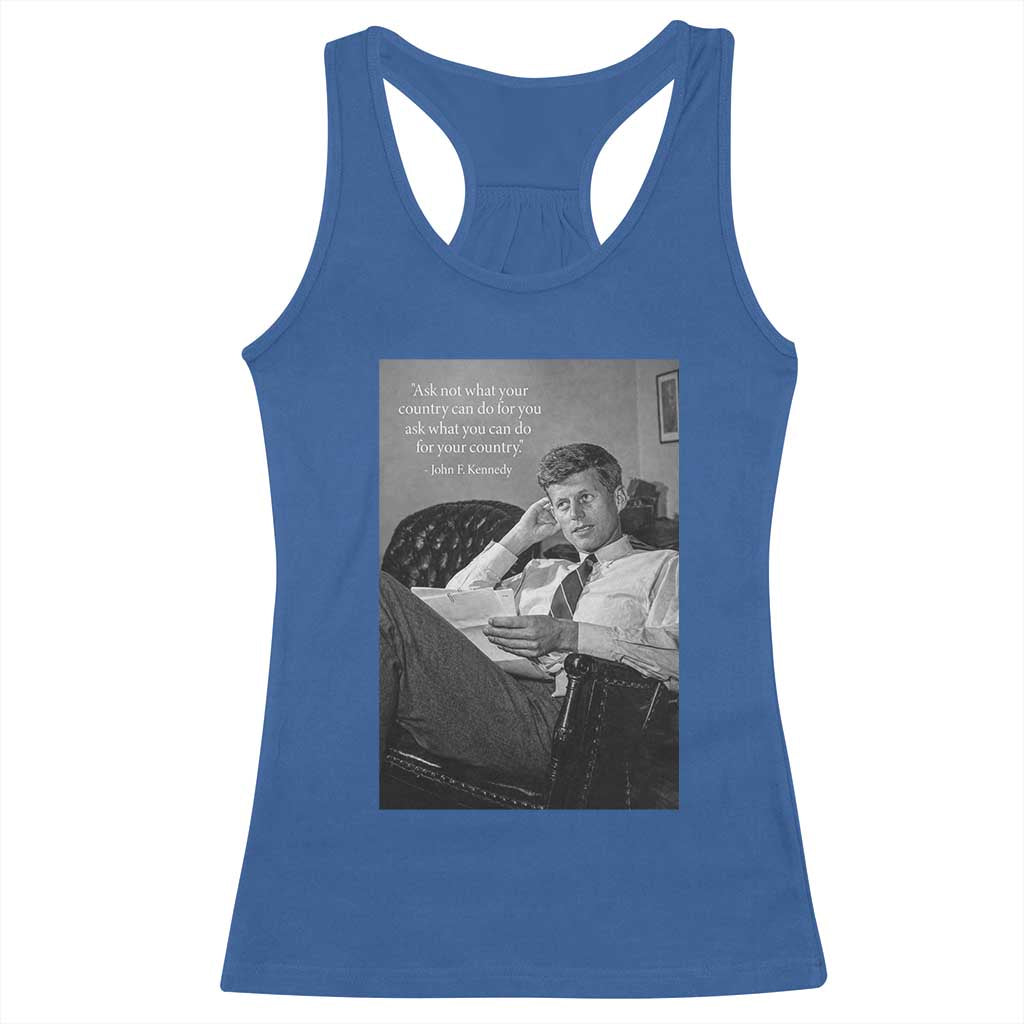John F Kennedy Quote Racerback Tank Top American President History TS14 Royal Blue Print Your Wear